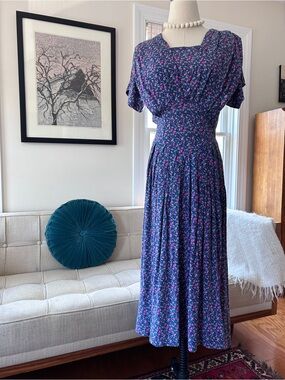 Vintage Maggie Lawrence Floral Rayon Romantic Summer Dress, 80’s/90’s